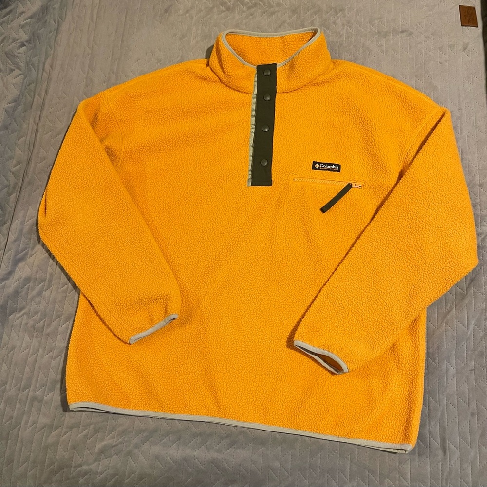 Columbia fleece‎ pullover jacket mens XXL pre -owned condition orange